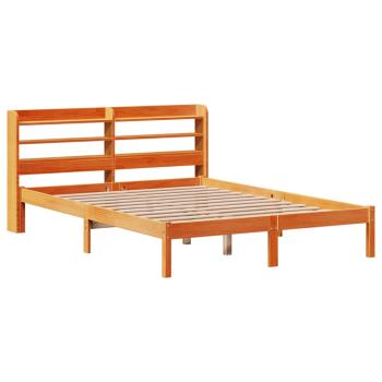 Bettgestell mit Kopfteil ohne Matratze Wachsbraun 135x190 cm