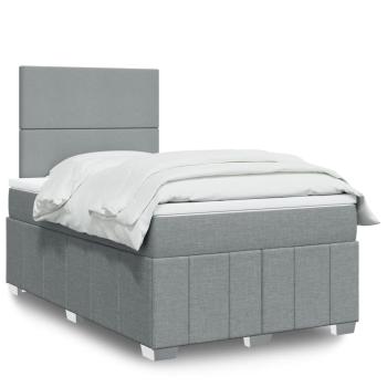 ARDEBO.de - Boxspringbett mit Matratze Hellgrau 120x190 cm Stoff