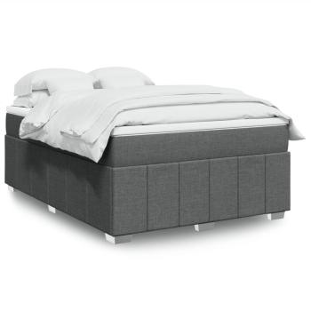 ARDEBO.de - Boxspringbett mit Matratze Dunkelgrau 140x190 cm Stoff