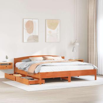 ARDEBO.de - Massivholzbett ohne Matratze Wachsbraun 200x200 Kiefernholz