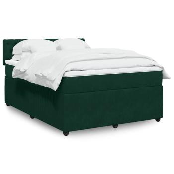 ARDEBO.de - Boxspringbett mit Matratze Dunkelgrün 160x200 cm Samt