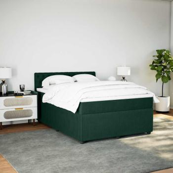 Boxspringbett mit Matratze Dunkelgrün 160x200 cm Samt
