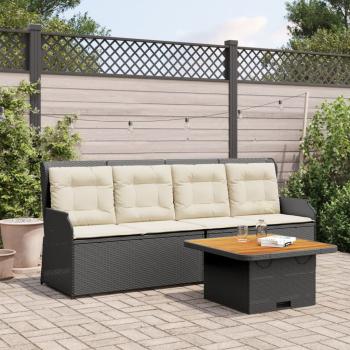 ARDEBO.de - 3-tlg. Garten-Lounge-Set mit Kissen Schwarz Poly Rattan