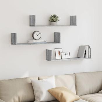 ARDEBO.de - Wandregale 3 Stk. Grau Sonoma 80x18x18 cm Holzwerkstoff
