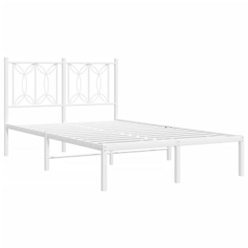 Bettgestell mit Kopfteil Metall Weiß 120x190 cm