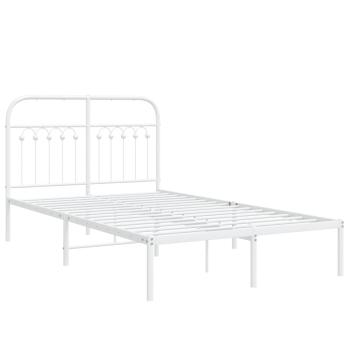 Bettgestell mit Kopfteil Metall Weiß 120x200 cm