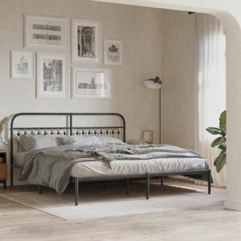 ARDEBO.de - Bettgestell mit Kopfteil Metall Schwarz 183x213 cm