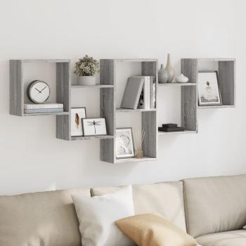 ARDEBO.de - Wandregal Grau Sonoma 159x18x66 cm Holzwerkstoff