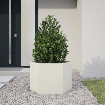 ARDEBO.de - Pflanzkübel Weiß Sechseckig 69x60x45 Stahl
