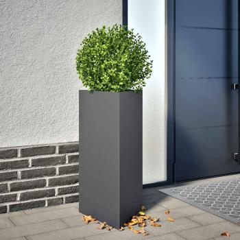 ARDEBO.de - Pflanzkübel Anthrazit Dreieckig 40x34,5x75 cm Stahl