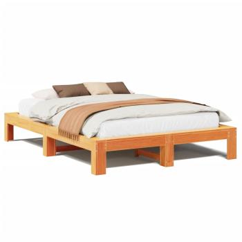 Massivholzbett ohne Matratze Wachsbraun 140x190 cm Kiefernholz