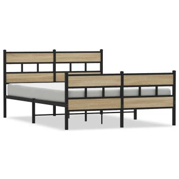 Metallbett ohne Matratze Sonoma-Eiche 135x190 cm