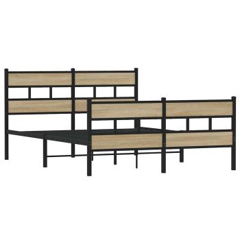 Metallbett ohne Matratze Sonoma-Eiche 135x190 cm