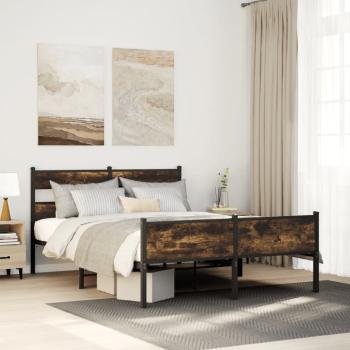 ARDEBO.de - Bettgestell ohne Matratze Räuchereiche 140x200 cm Holzwerkstoff