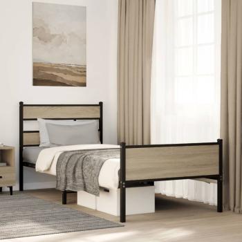 ARDEBO.de - Bettgestell ohne Matratze Sonoma-Eiche 90x190 cm Holzwerkstoff