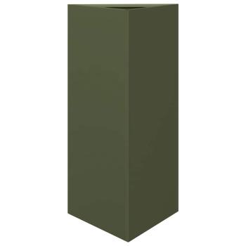Pflanzkübel Olivgrün Dreieckig 40x34,5x75 cm Stahl