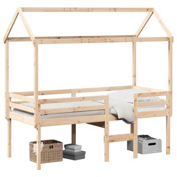 Hochbett mit Dach 90x200 cm Massivholz Kiefer