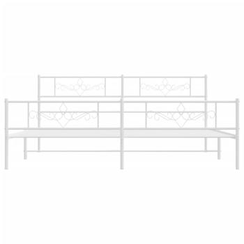 Bettgestell mit Kopf- und Fußteil Metall Weiß 200x200 cm