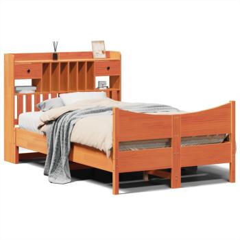 Massivholzbett ohne Matratze Wachsbraun 135x190 cm Kiefernholz