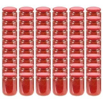 ARDEBO.de - Marmeladengläser mit Rotem Deckel 48 Stk. 230 ml