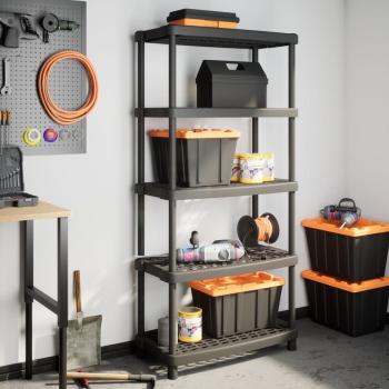 ARDEBO.de - Lagerregal 5 B?den Schwarz 93,5x45,5x194,5 cm PP