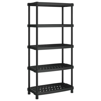 Lagerregal 5 B?den Schwarz 93,5x45,5x194,5 cm PP
