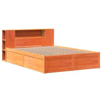 Massivholzbett ohne Matratze Wachsbraun 135x190 cm Kiefernholz