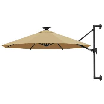 ARDEBO.de - Sonnenschirm zur Wandmontage mit LEDs 300 cm Taupe