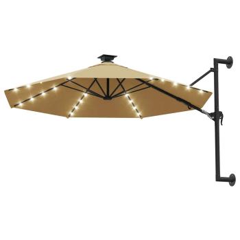 Sonnenschirm zur Wandmontage mit LEDs 300 cm Taupe