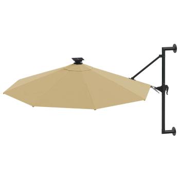 Sonnenschirm zur Wandmontage mit LEDs 300 cm Taupe