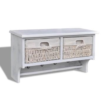 ARDEBO.de - Wandregal Weiß 60x23,5x33 cm Paulownia Holz