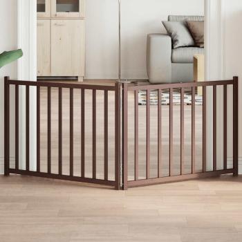 ARDEBO.de - 2-tlg. Hundetor Faltbar Braun Eiche 160 cm Massivholz Tanne
