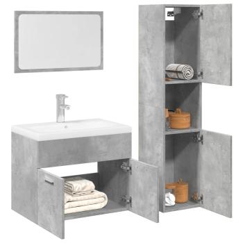 ARDEBO.de - 3-tlg. Badmöbel-Set Betongrau Holzwerkstoff
