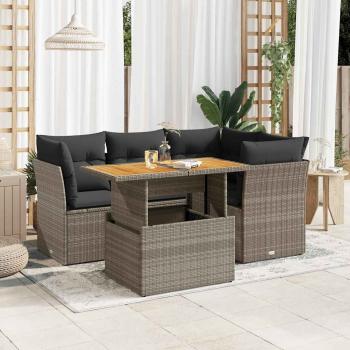 ARDEBO.de - 5-tlg. Garten-Sofagarnitur mit Kissen Grau Poly Rattan