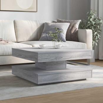Couchtisch 360-Grad Drehbar Grau Sonoma 70x70x34,5 cm