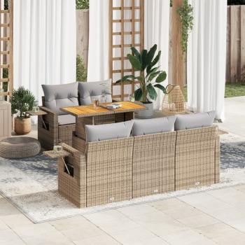 ARDEBO.de - 6-tlg. Garten-Sofagarnitur mit Kissen Beige Poly Rattan