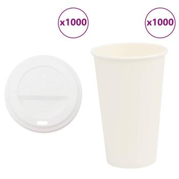 ARDEBO.de - Pappbecher mit Deckeln 1000 Stk. 16oz 400ml