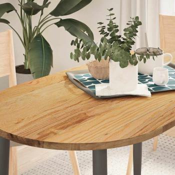 ARDEBO.de - Tischplatte Hellbraun 120x60x2 cm Massivholz Eiche Oval