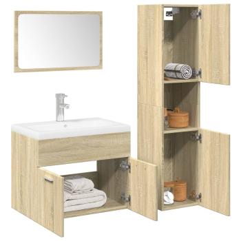 ARDEBO.de - 3-tlg. Badmöbel-Set Sonoma-Eiche Holzwerkstoff