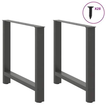 Esstischbeine Anthrazit 2 Stk. 80x(72-73) cm Stahl