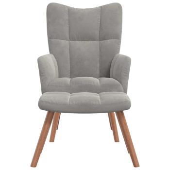 Relaxsessel mit Hocker Hellgrau Samt