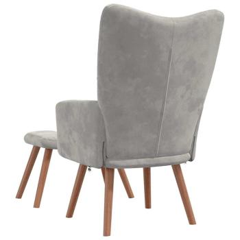 Relaxsessel mit Hocker Hellgrau Samt