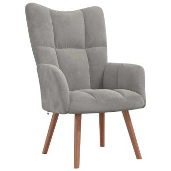 Relaxsessel mit Hocker Hellgrau Samt