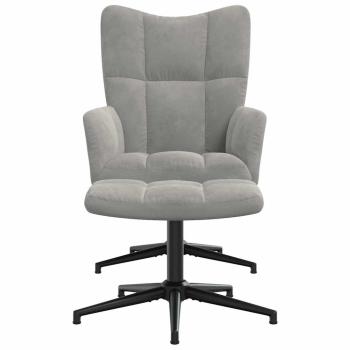 Relaxsessel mit Hocker Hellgrau Samt