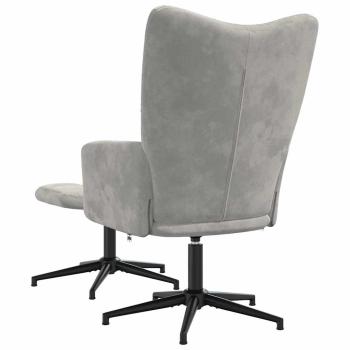 Relaxsessel mit Hocker Hellgrau Samt
