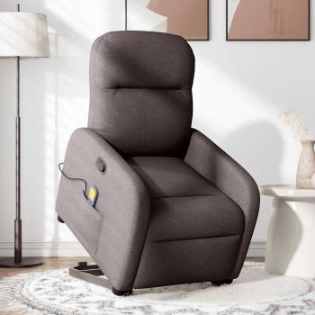 Massagesessel mit Aufstehhilfe Dunkelbraun Stoff