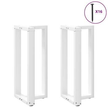 ARDEBO.de - Bartischbeine T-Form 2 Stk. Weiß 40x35x(90-91) cm Stahl