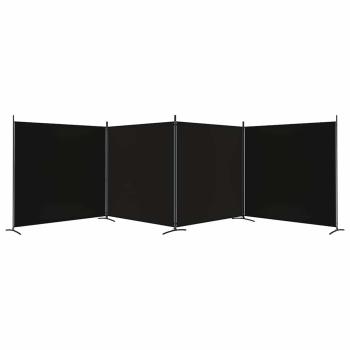 4-tlg. Paravent Schwarz 698x180 cm Stoff