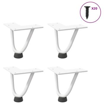 ARDEBO.de - Haarnadelbeine für Couchtisch 4 Stk. Weiß 10 cm Massivstahl