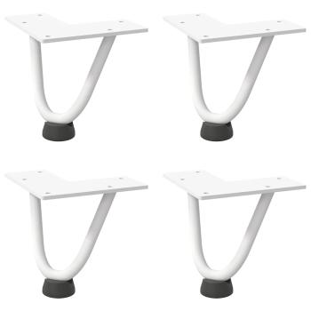 Haarnadelbeine für Couchtisch 4 Stk. Weiß 10 cm Massivstahl